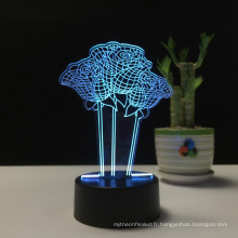 La fleur rose romantique 3D a mené la lampe colorée de RVB de lumière de nuit les enfants cadeaux